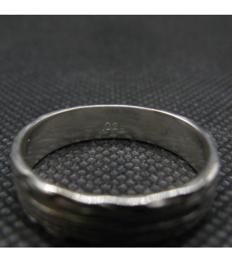 R002045 Sterling Silver Ring 5.5mm Wide Patterned Band Genuine Solid Hallmarked 925